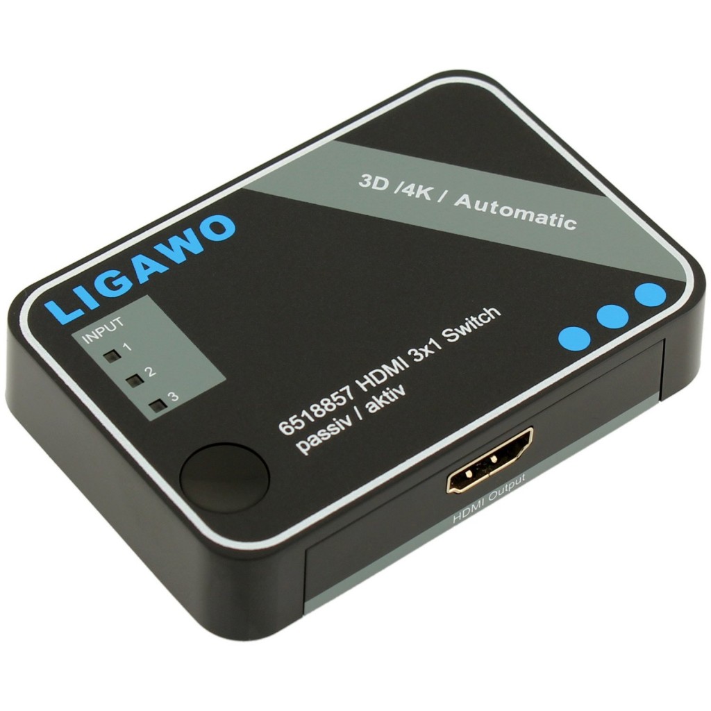 Ligawo 6518857 HDMI Switch 3x1 4K 3D automatisch / IR