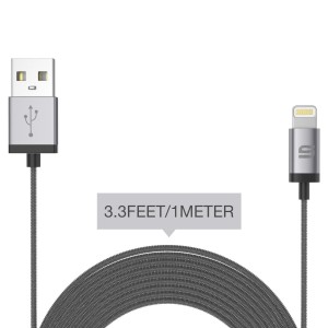 Syncwire Nylon Lightning zu USB Kabel. Das Kabel ist Apple MFi zertifiziert