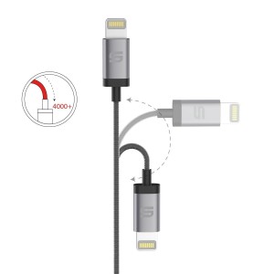 Syncwire Nylon Lightning zu USB Kabel. Das Kabel ist Apple MFi zertifiziert
