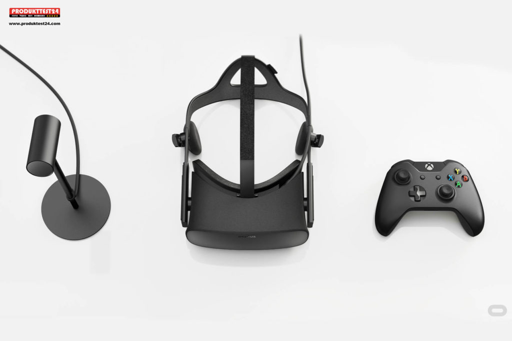 Oculus Rift mit Controller, Sensor und Fernbedienung
