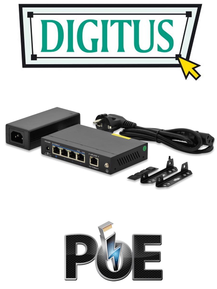Digitus DN-95322 PoE Fast Ethernet Switch (4-Port) mit VLAN Modus