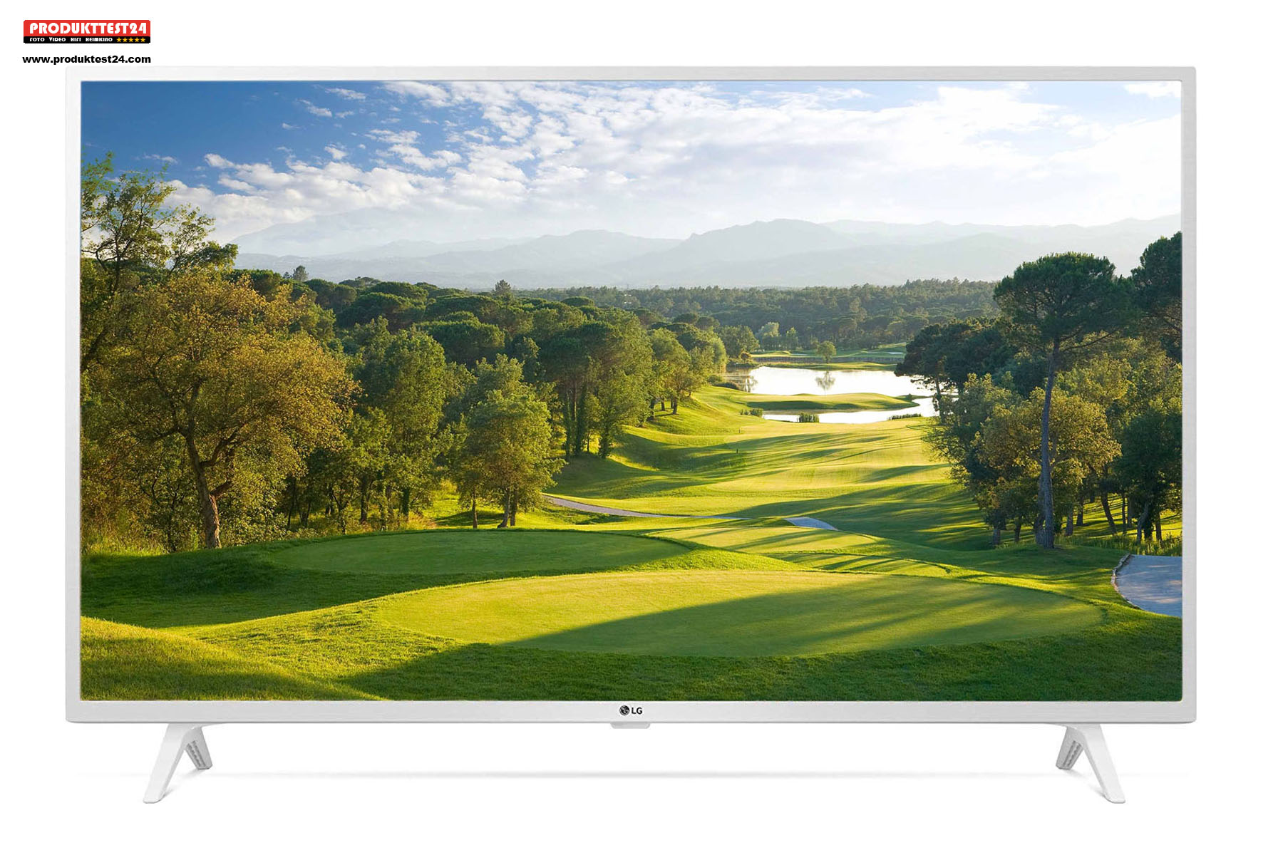 Der weiße 43 Zoll UHD 4K-Fernseher von LG