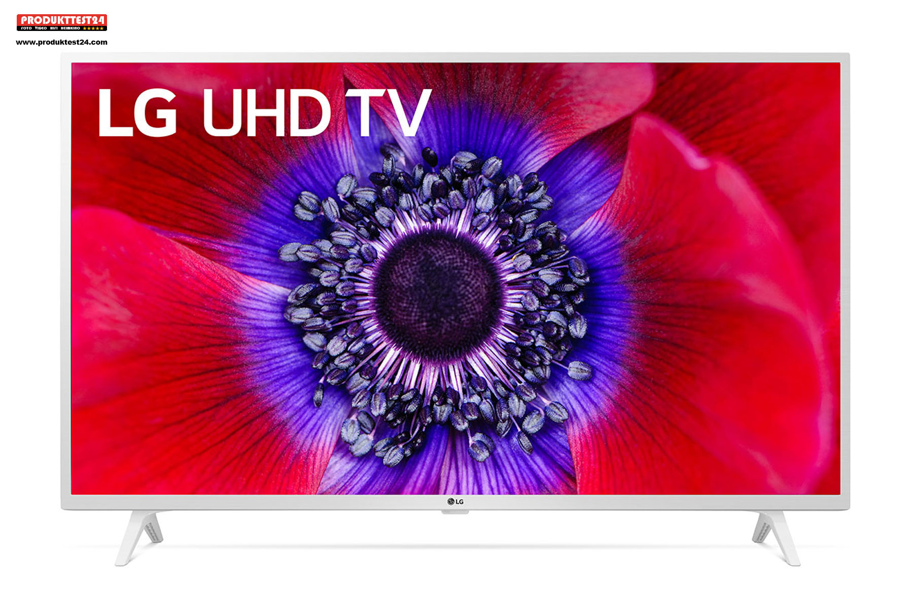 Der weiße LG 49UN73906LE UHD 4K-Fernseher