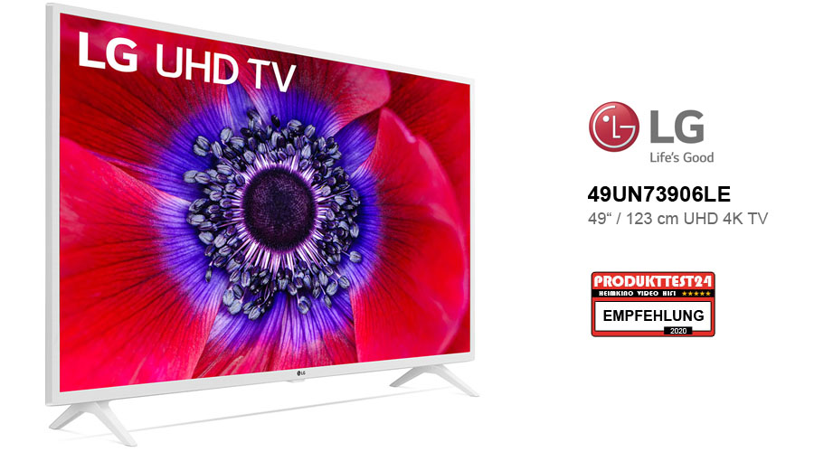 Der weiße LG 49UN73906LE UHD 4K-Fernseher im Test