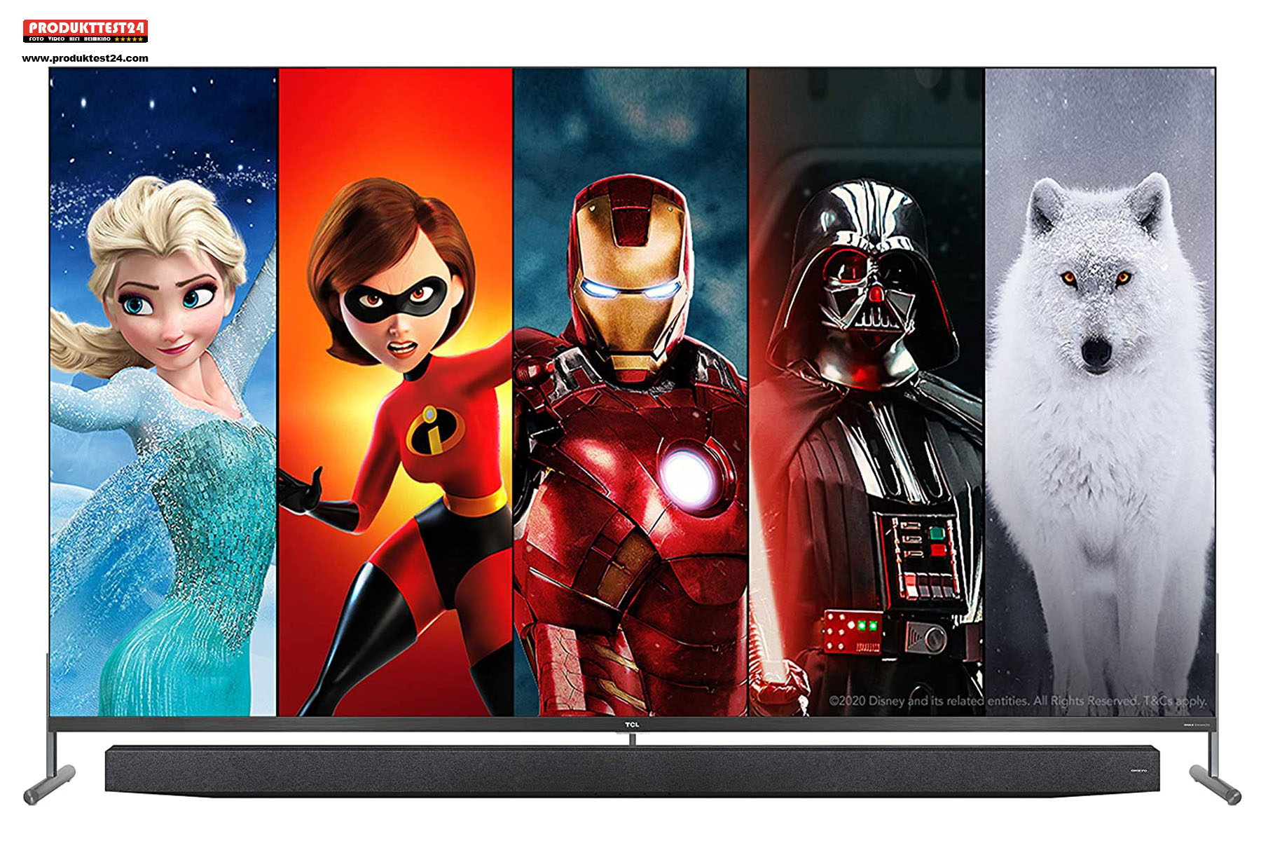 Der TCL 75X915 8K QLED Fernseher mit Android TV, Google Sprachsteuerung und Kamera.