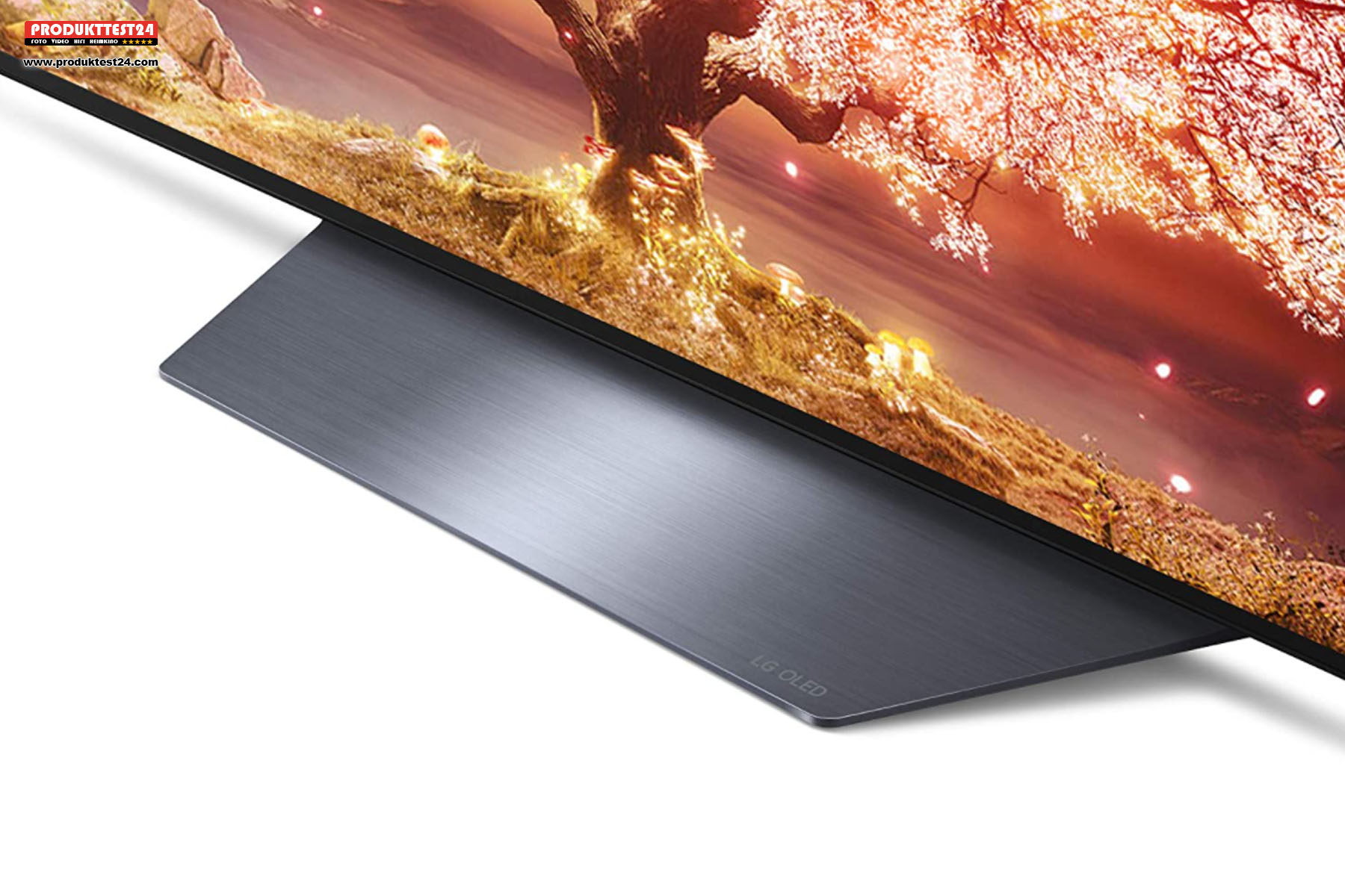 Der breite Standfuß besteht bei der OLED B1 Serie nur aus Kunststoff