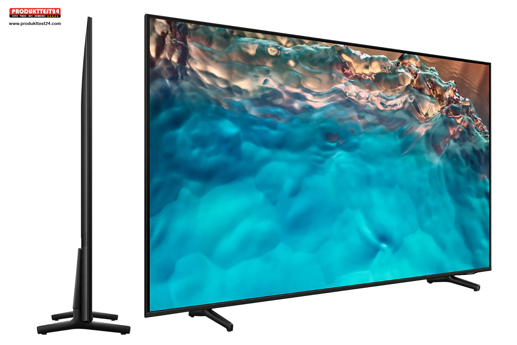 Der riesige 85 Zoll Fernseher misst nur 2,6 cm in der Tiefe.