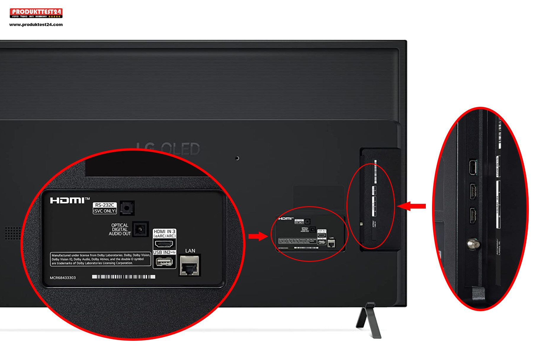 Die Anschlüsse des LG OLED48A2