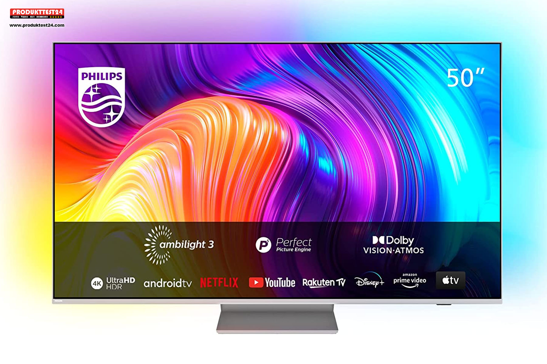 Der 50 Zoll große Philips PUS8807 mit 3-seitigem Ambilight und Android TV Betriebssystem