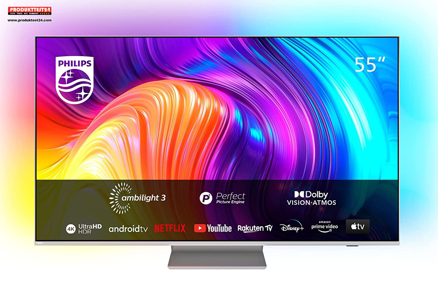 Der Philips 55PUS8807/12 mit 3-seitigem Ambilight, 55 Zoll Bilddiagonale und Android TV Betriebssystem