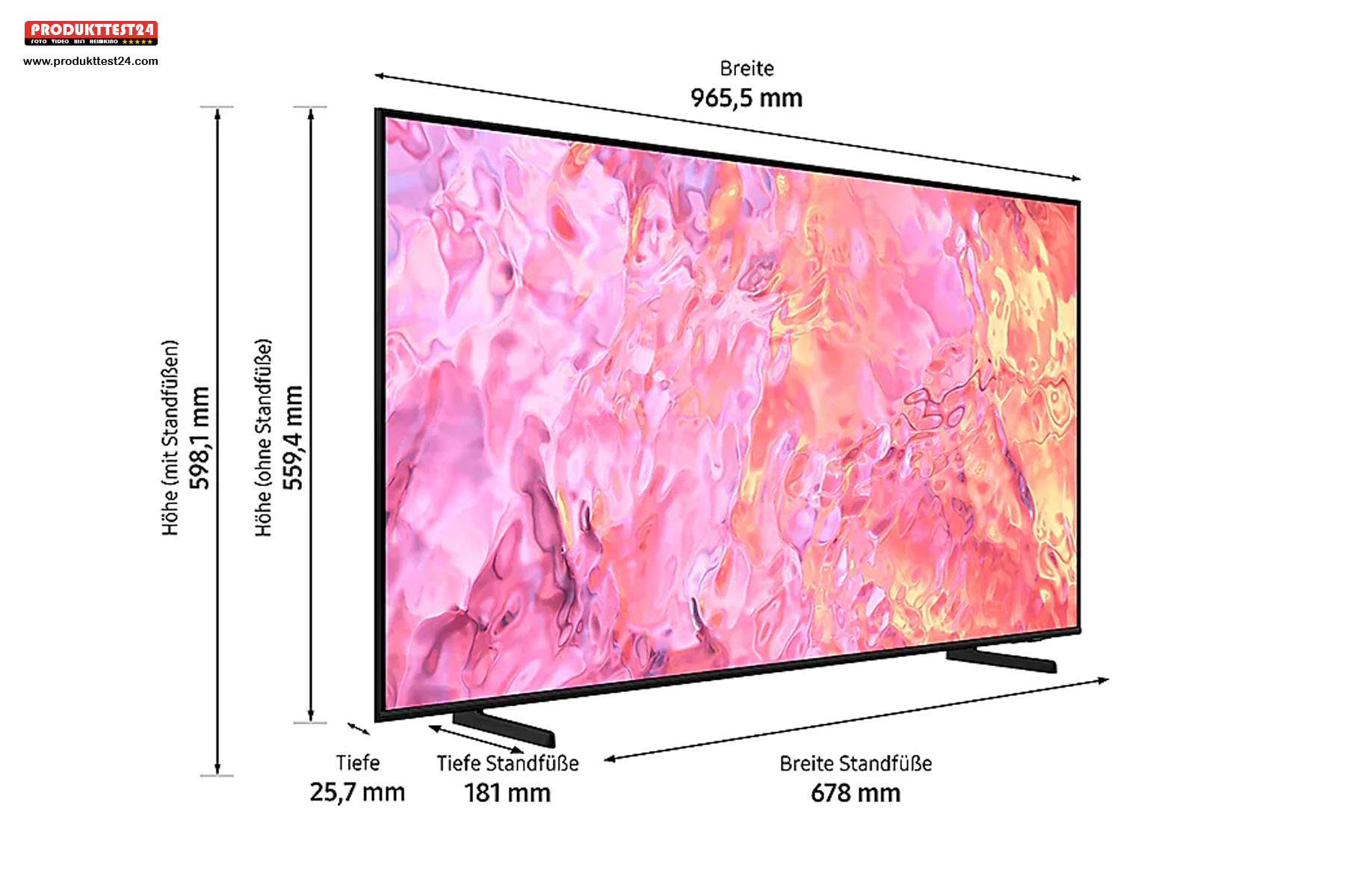 Die Maße des Samsung GQ43Q60C