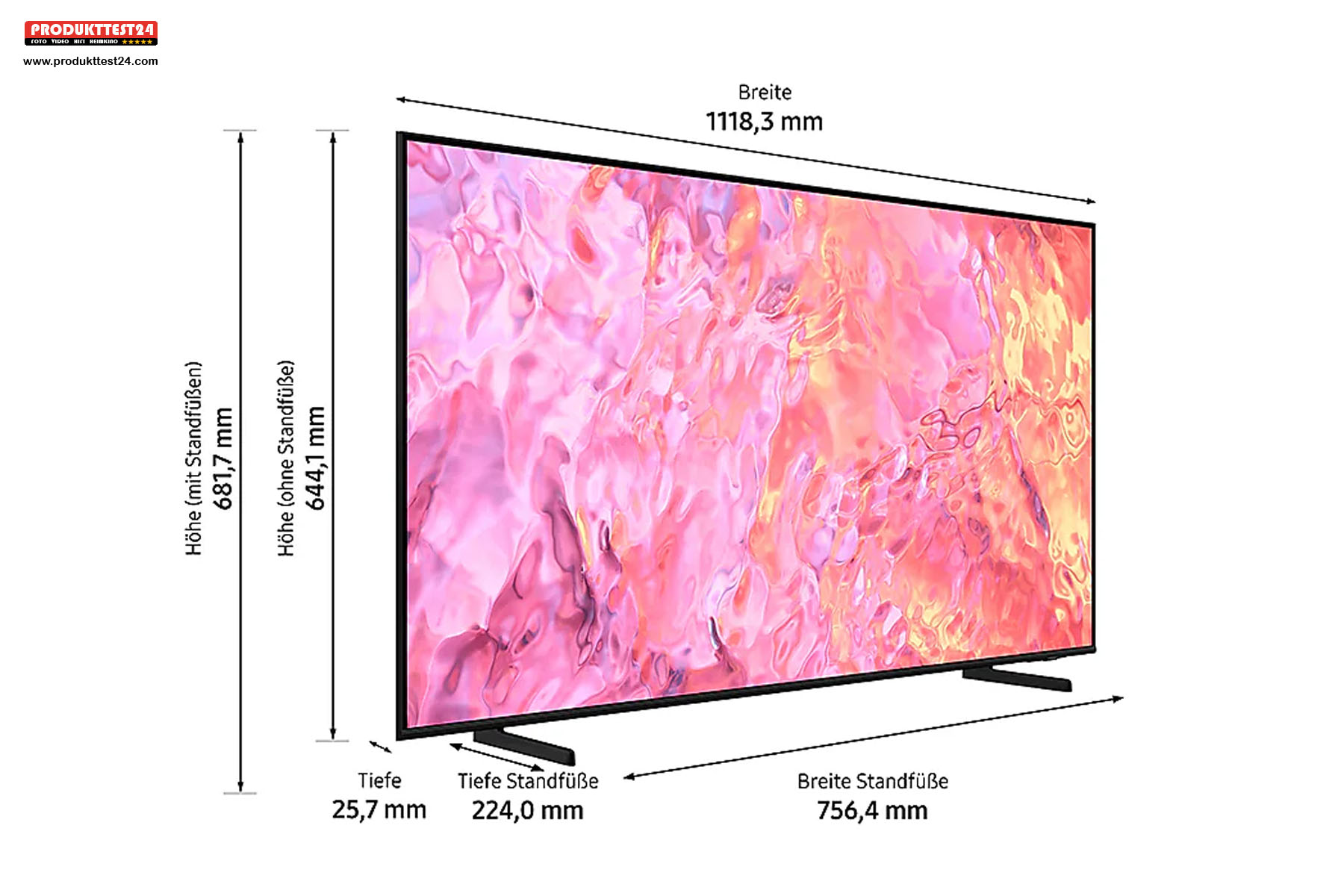 Die Maße des 50 Zoll großen Samsung GQ50Q60C