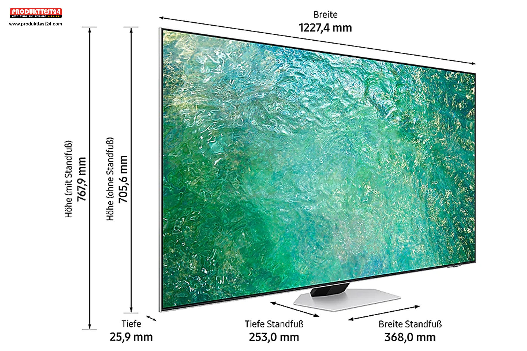 Die Maße des Samsung GQ55QN85C