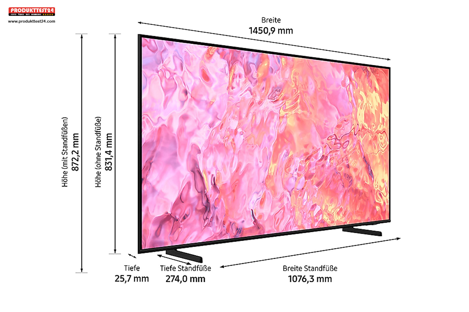 Die Maße des Samsung GQ65Q60CAUXZG