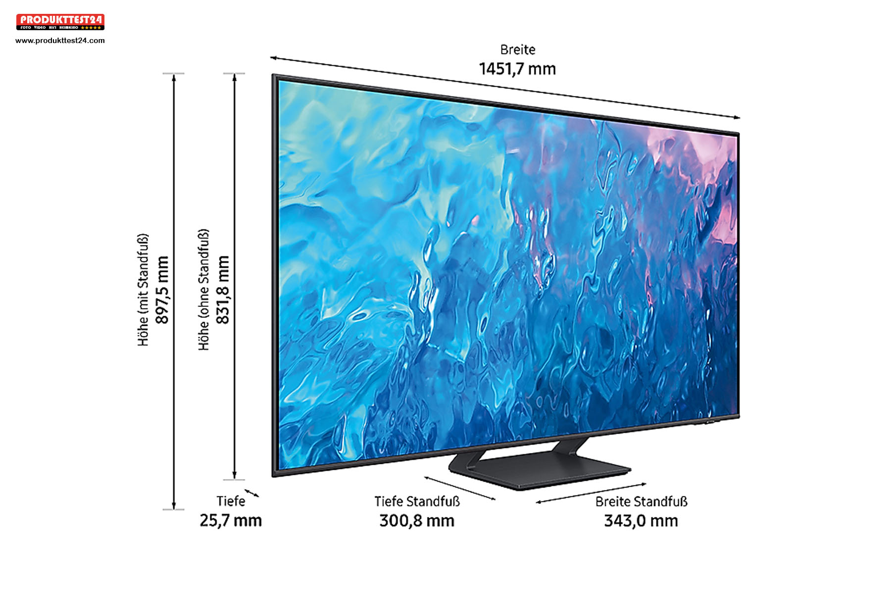 Die Maße des Samsung GQ65Q70C