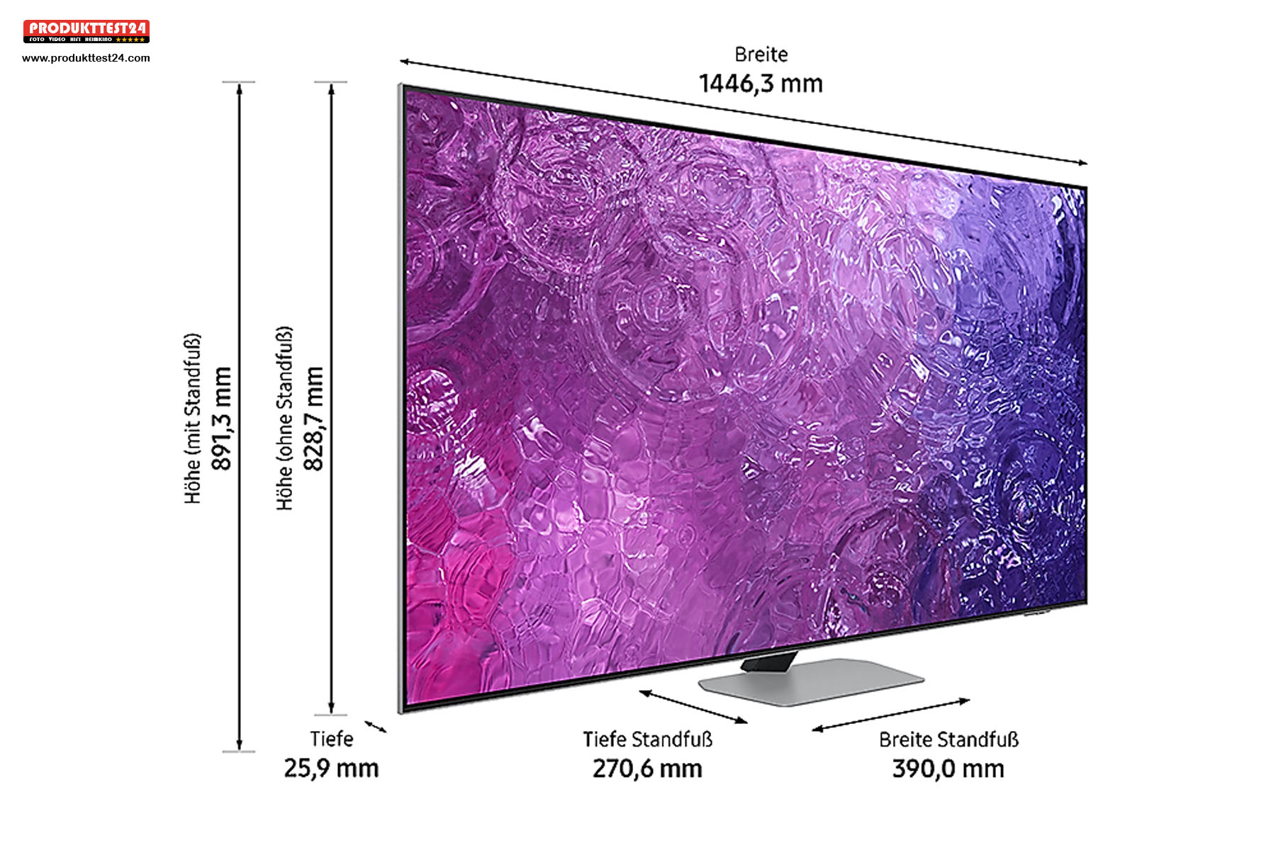 Die Maße des Samsung GQ65QN90C