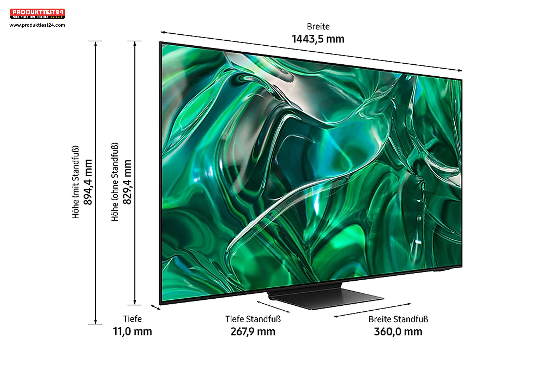 Die Maße des Samsung GQ65S95C