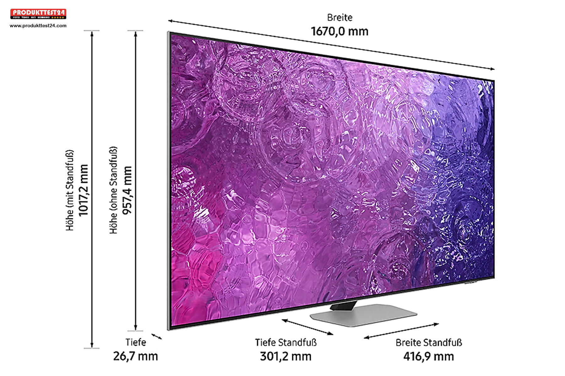 Die Maße des Samsung GQ75QN90C