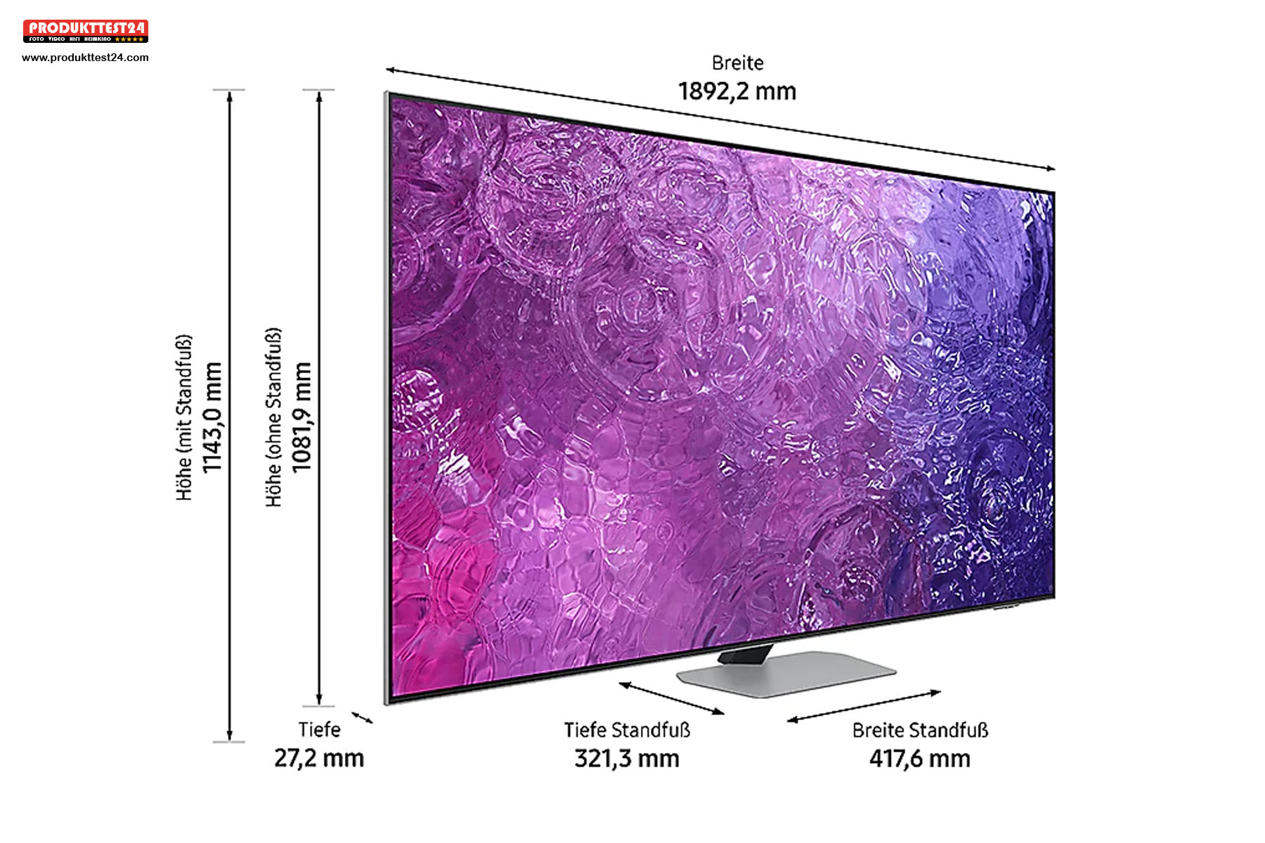 Die Maße des 85 Zoll großen Samsung GQ85QN90C