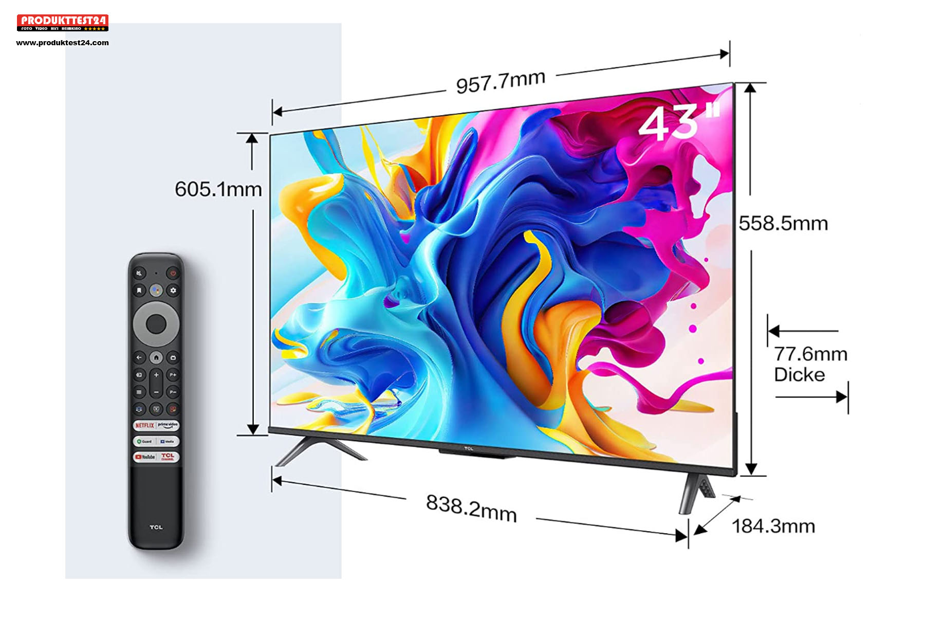 Die Maße des TCL 43C641