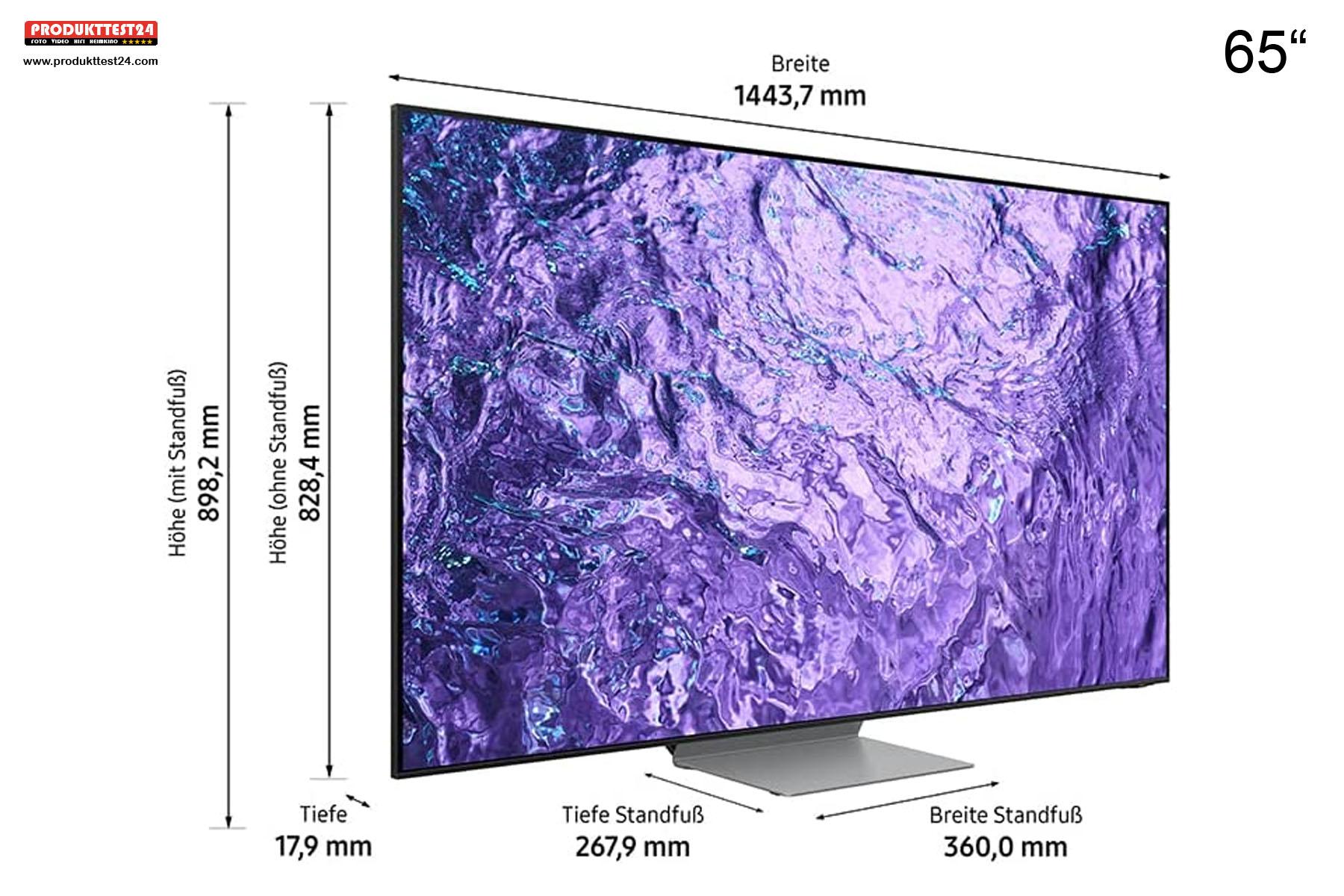 Die Abmessungen der 65 Zoll Variante des Samsung QN800C