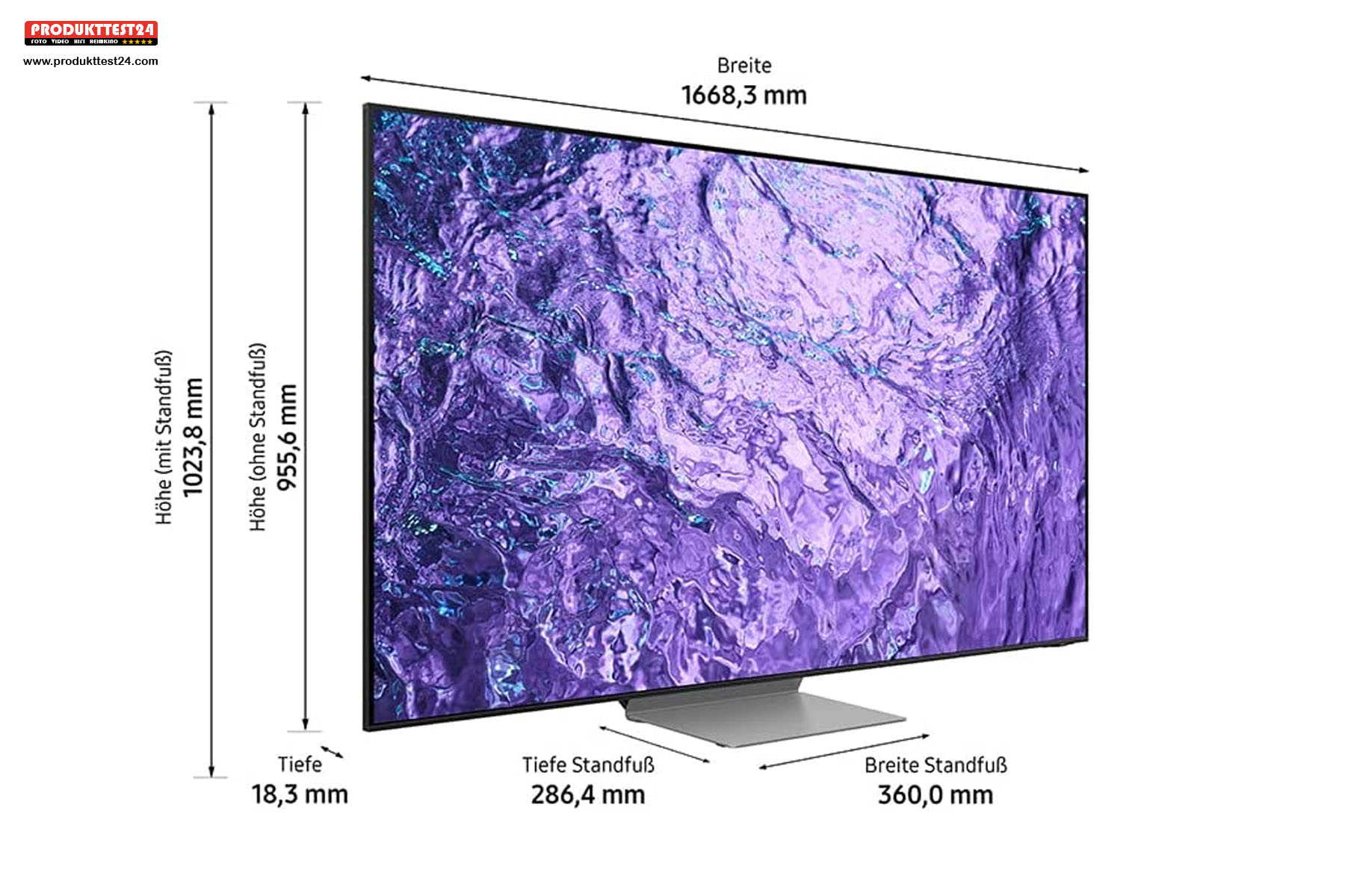 Die Maße des Samsung GQ75QN700C