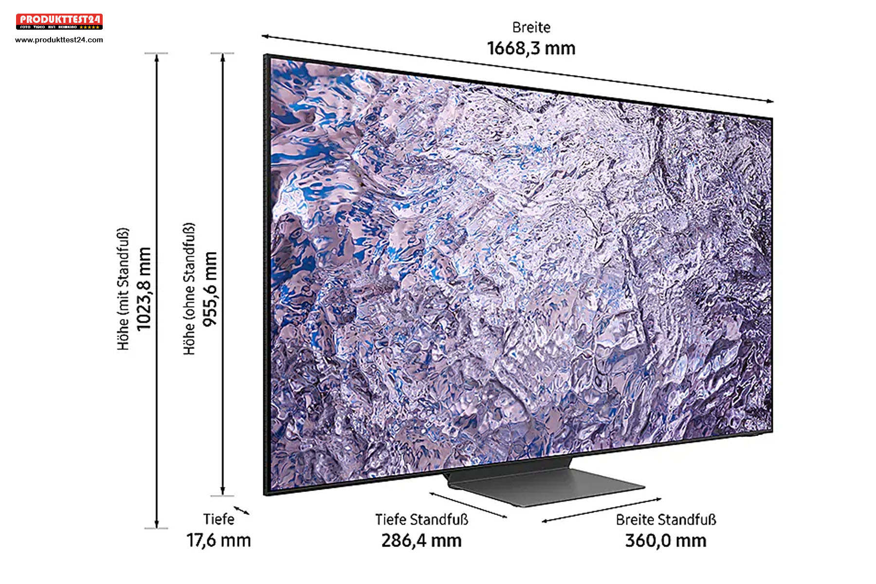 Die Abmessungen des Samsung GQ75QN800C