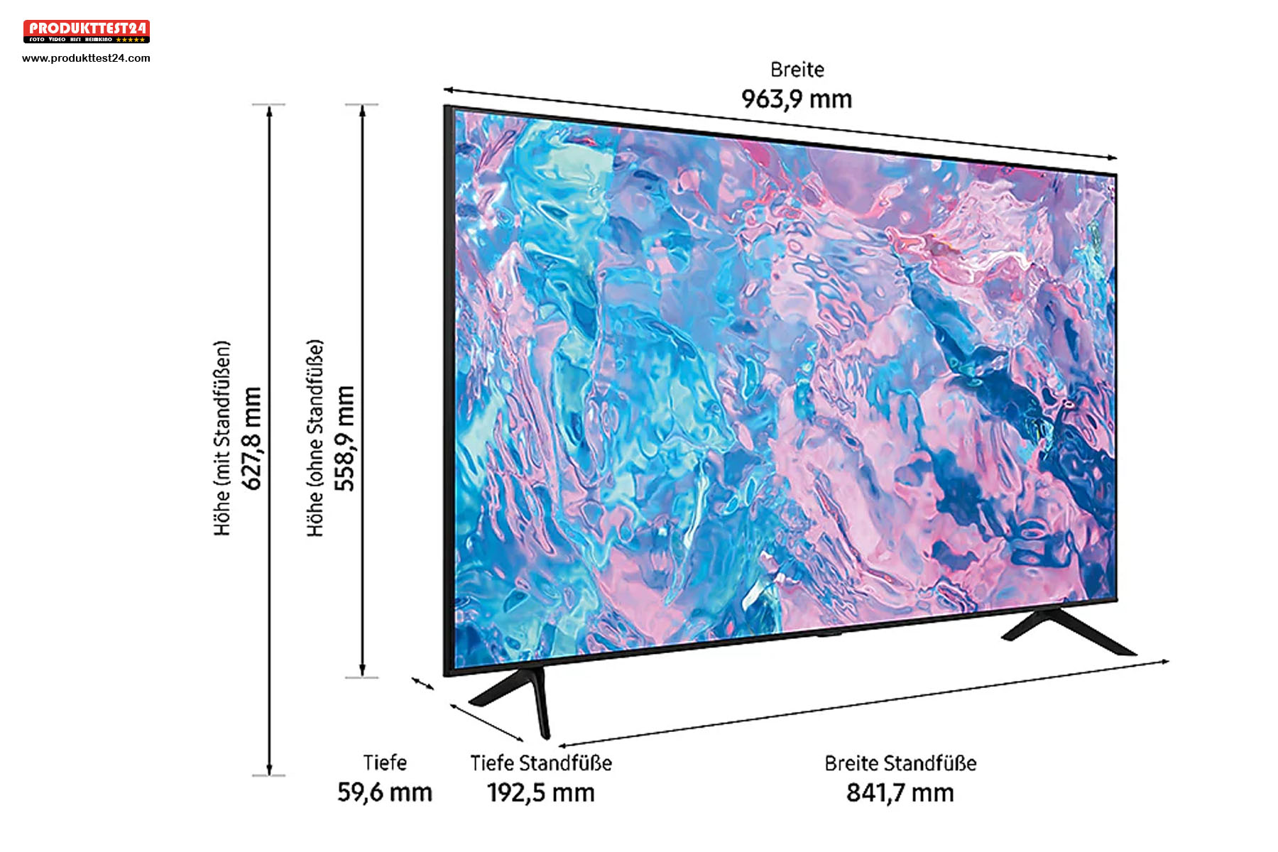 Die Maße des Samsung GU43CU7179UXZG