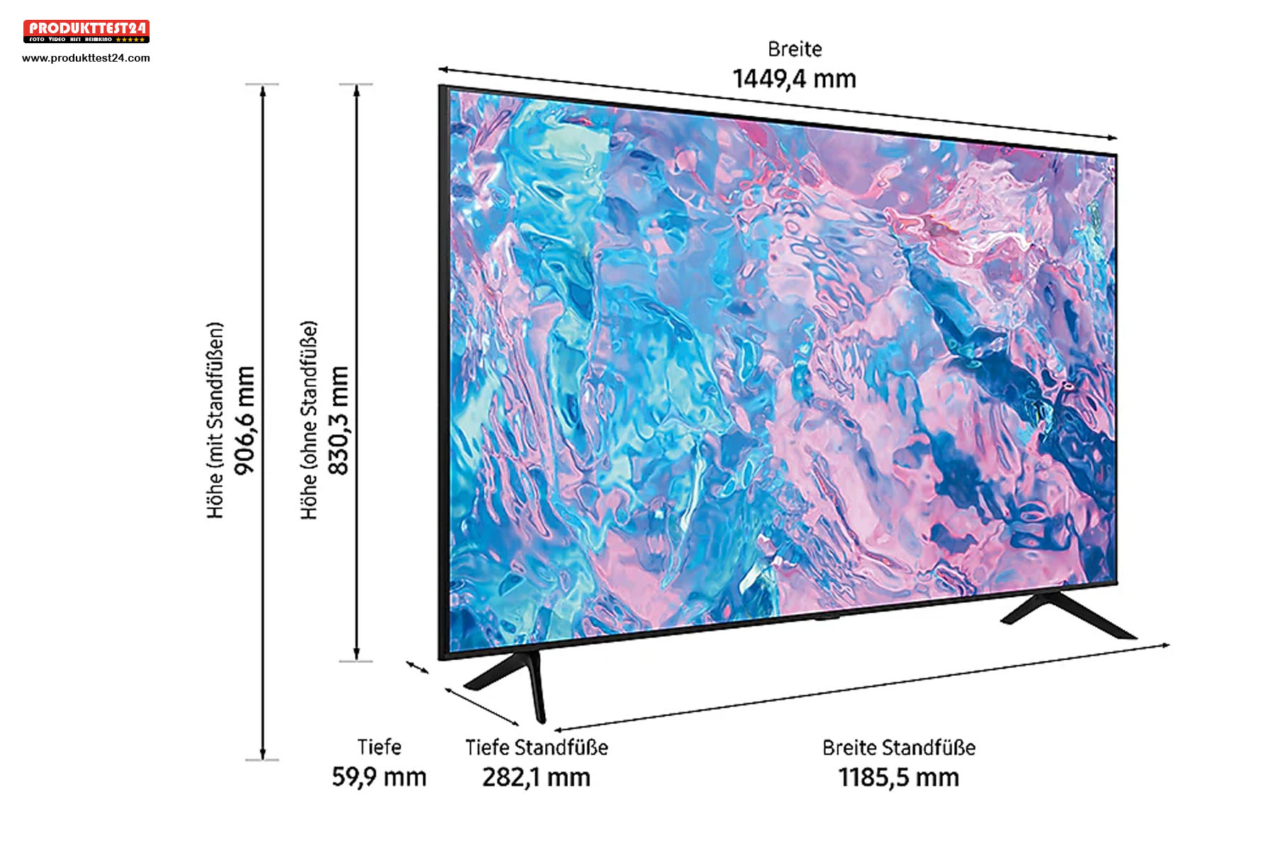 Die Maße des Samsung GU65CU7179