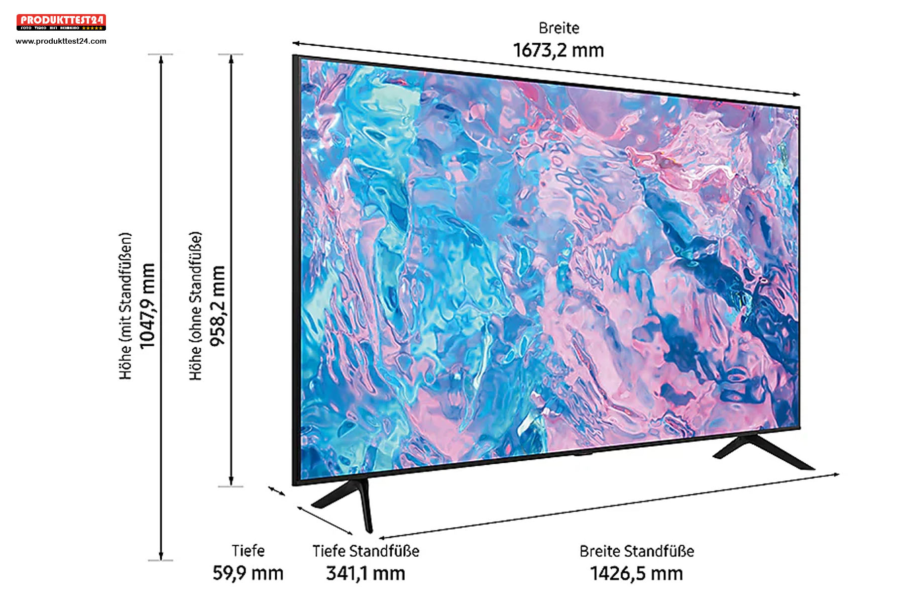 Die Maße des Samsung GU75CU7179