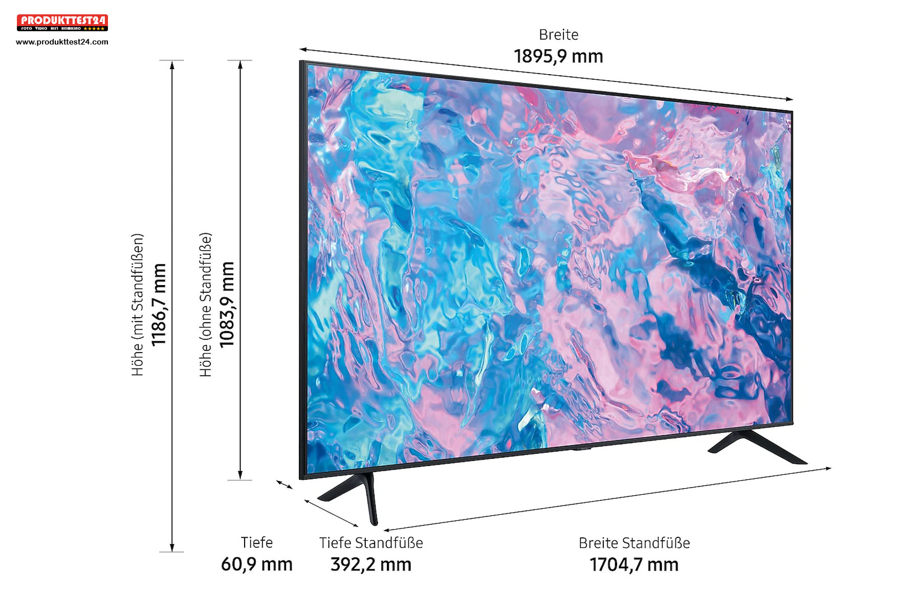 Die Maße des Samsung GU85CU7179