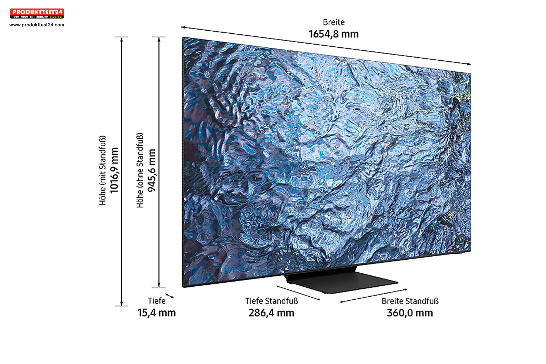 Die Maße des 75 Zoll großen Samsung QN900C