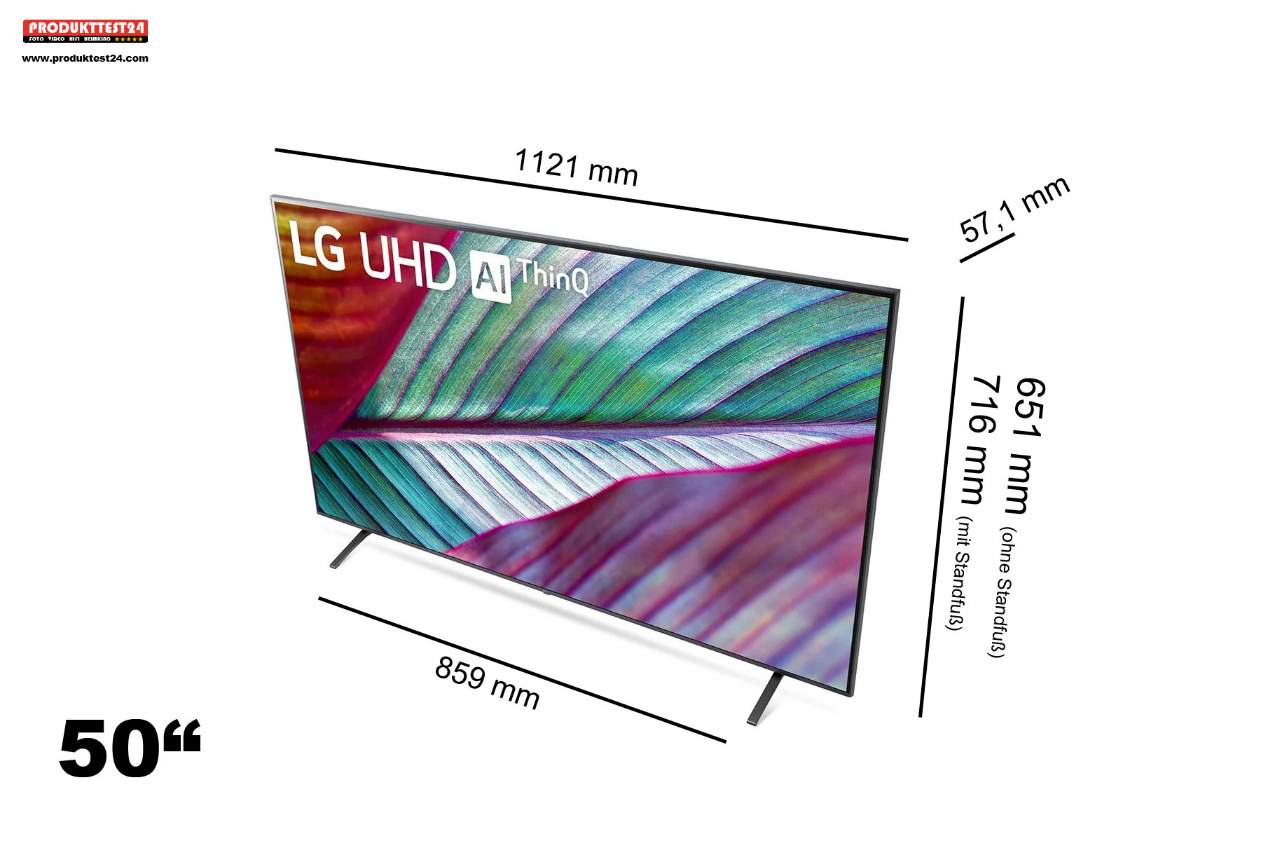 Die Maße des LG 50UR78006LK