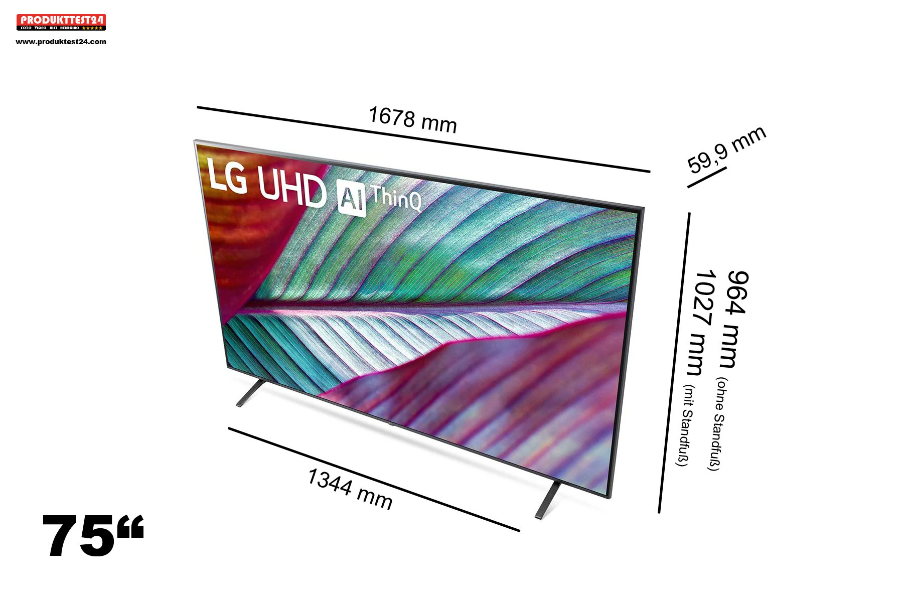 Die Maße des LG 75UR78006LK im Detail