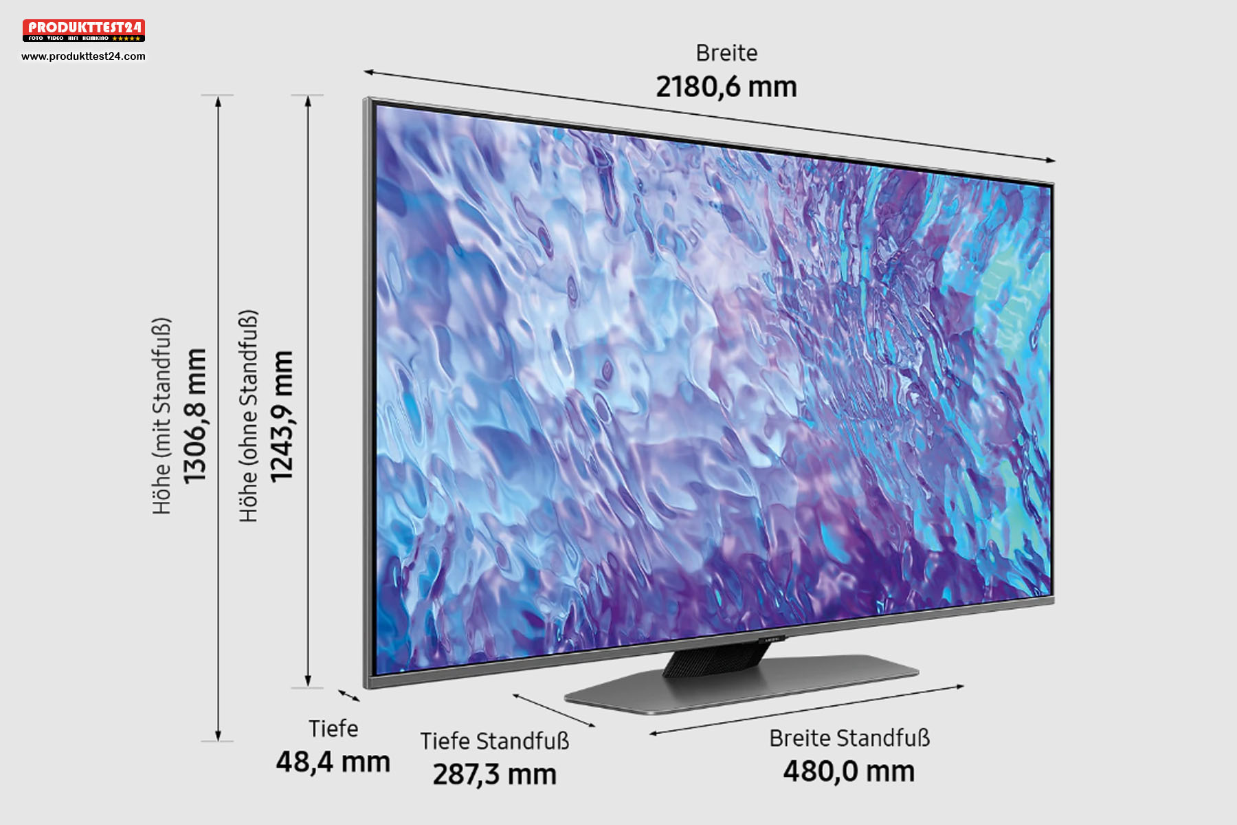 Die Maße des Samsung GQ98Q80C