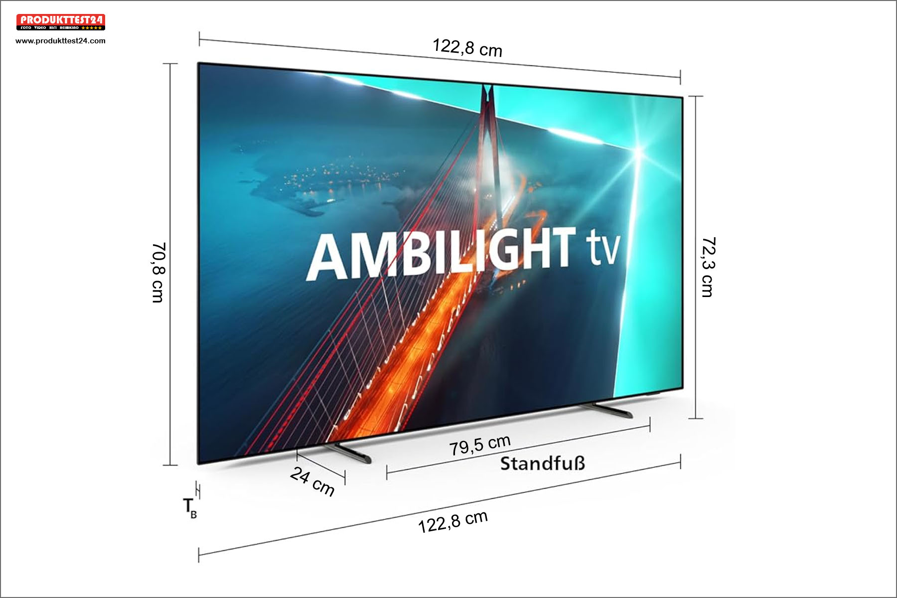 Die Maße des Philips 55OLED708/12