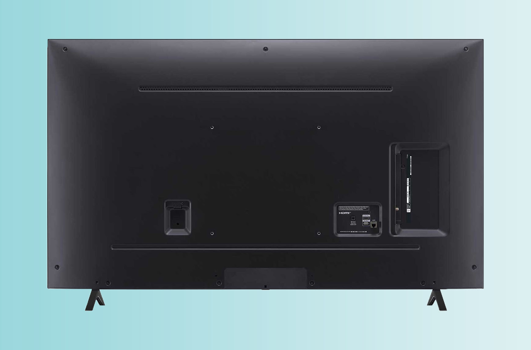 Die Rückseite des LG 50NANO81T6A mit der VESA 200x200 mm Montagevorrichtung.