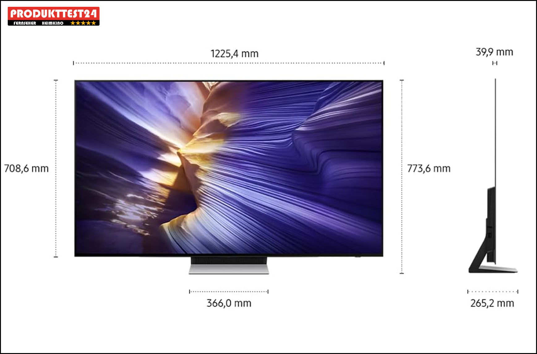 Die Maße des Samsung GQ55S90F