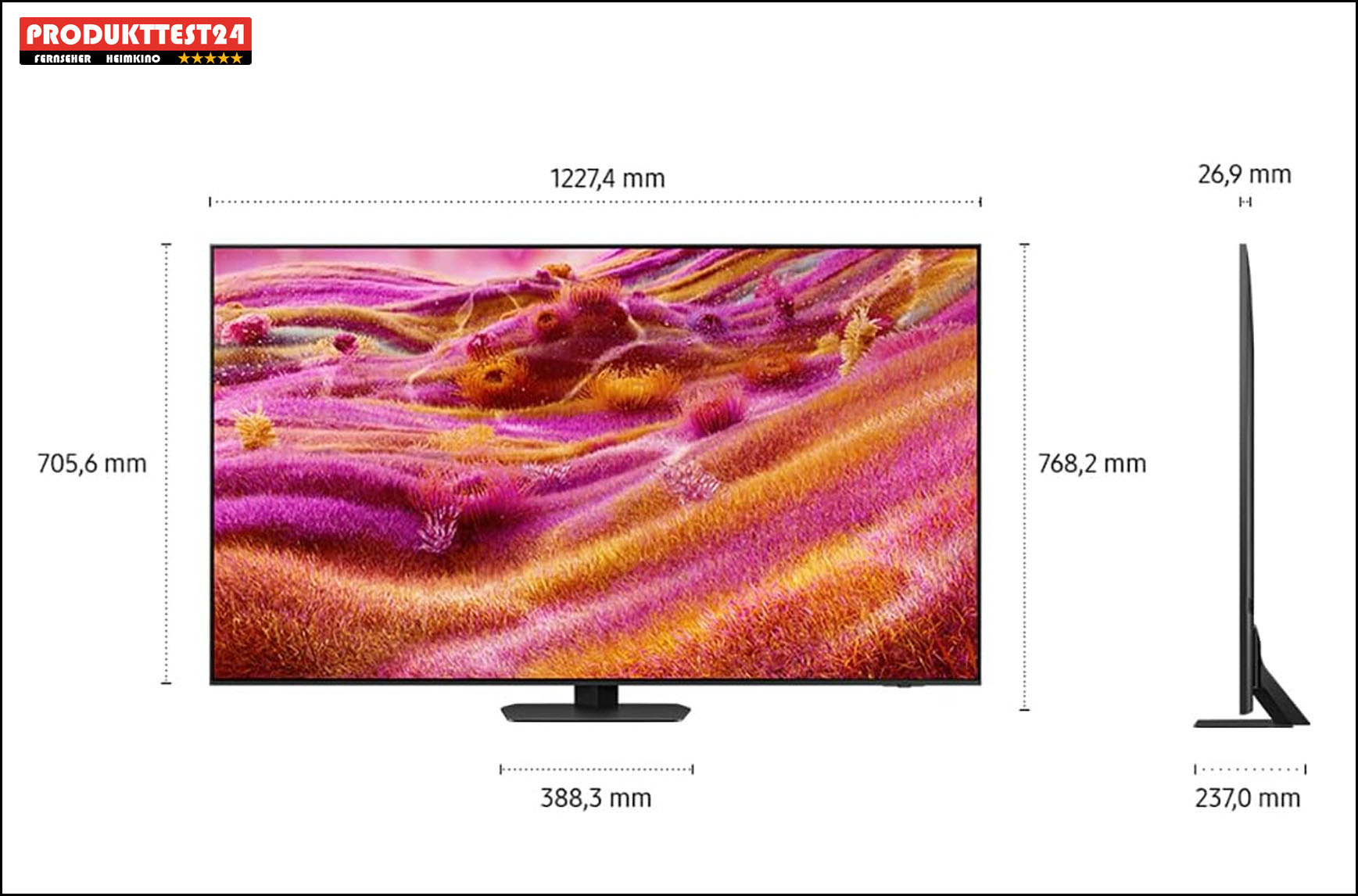 Die Maße des 55 Zoll großen Samsung GQ55QN90F