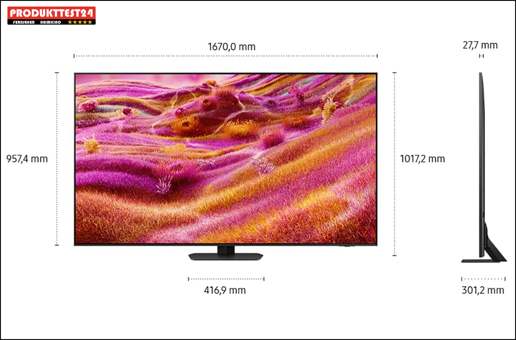 Die Maße des Samsung GQ75QN90FATXZG