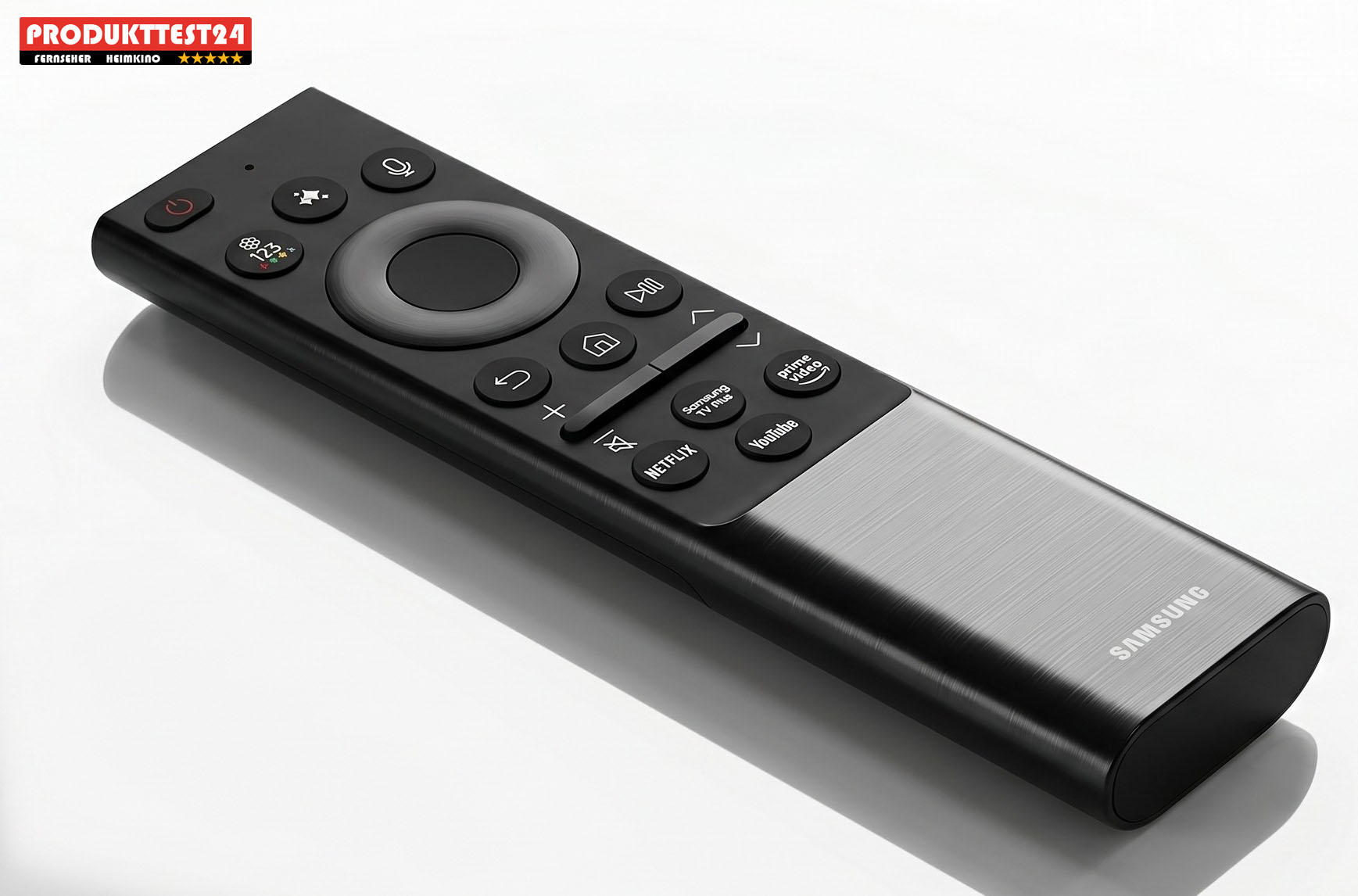 Premium Smart Remote: Die minimalistische Fernbedienung im edlen Look liegt nicht nur hervorragend in der Hand, sondern bietet auch praktische Schnellwahltasten für beliebte Streaming-Dienste wie Netflix, Prime Video und YouTube.