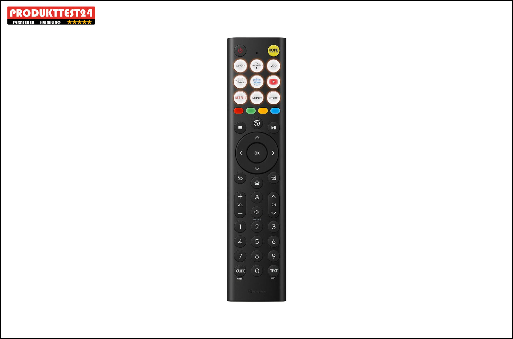 Die Fernbedienung des Hisense 55E6DS ist zwar gut verarbeitet, wirkt aber mit ihren vielen Tasten überladen. Manchmal wäre weniger einfach mehr.